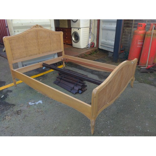 208 - Cane backed kingsize bed frame