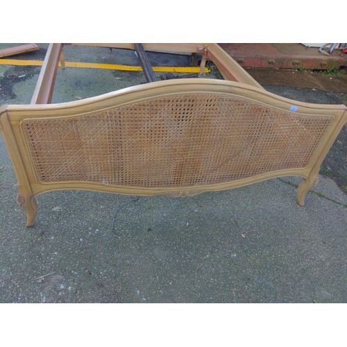 208 - Cane backed kingsize bed frame