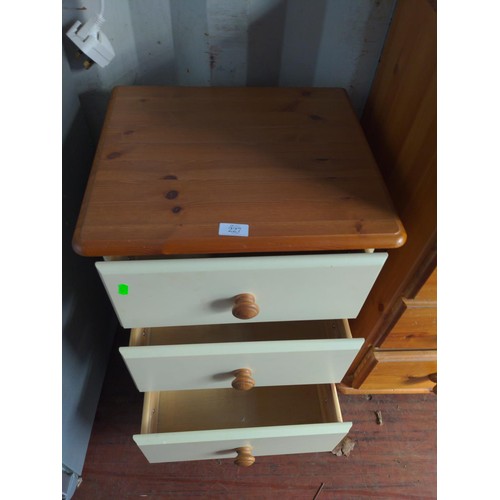 227 - Pine 3 drawer bedside