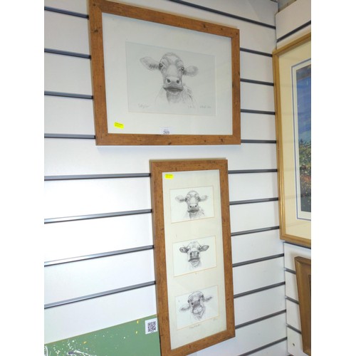 269 - Patrick King cow prints, framed 