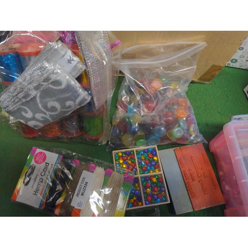 89 - Large box of jewellery making equipment, stamps etc