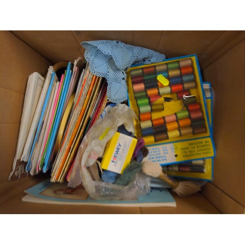 90 - 3 boxes of various textile and fabrics