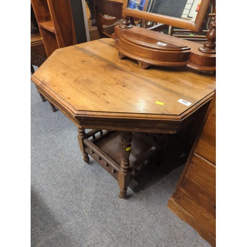 649 - Hexagonal occasional table with lower galleried shelf, Dia 79 H72 cm