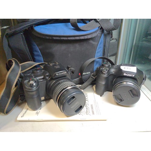 435 - Sony Cyber shot DSCH-300 20mp bridge camera and Fuji finepix S9500 bridge camera each with cases.