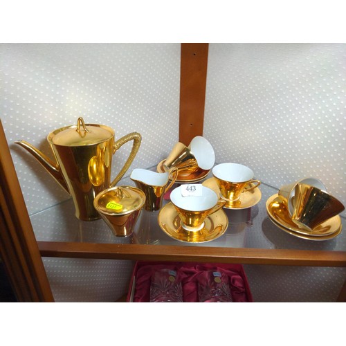 443 - Bavarian gilt coffee set for six.