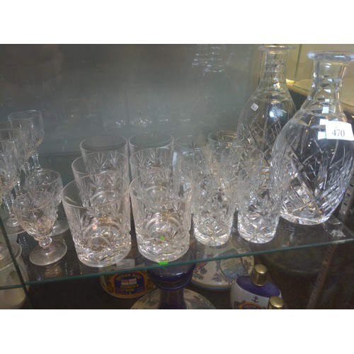 470 - Selection of crystal glasses and decanters.