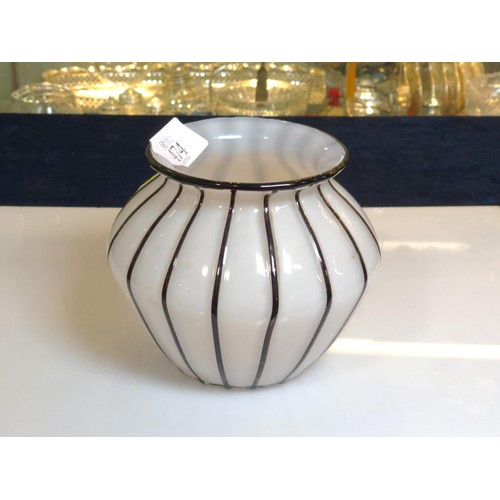 474 - Michael Powolny (1871-1954) for Loetz, 'Tango' white with black stripe vase, circa 1920s, Opalescent... 