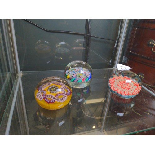 545 - Three millefiori paperweights