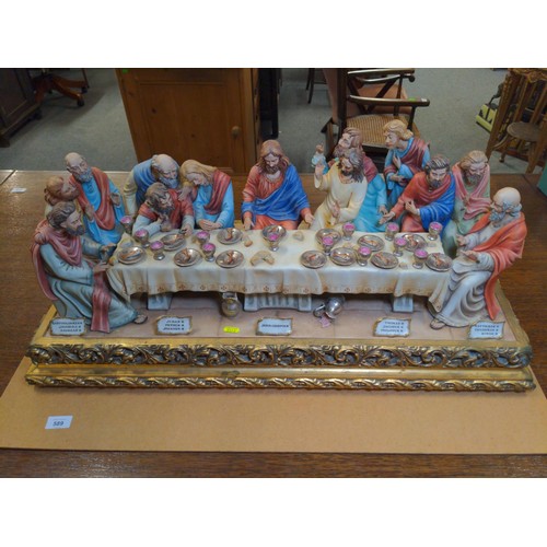 589 - Capodimonte The Last Supper figural group, L 86cm x D 40cm  x H 33 cm