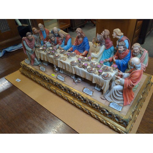 589 - Capodimonte The Last Supper figural group, L 86cm x D 40cm  x H 33 cm