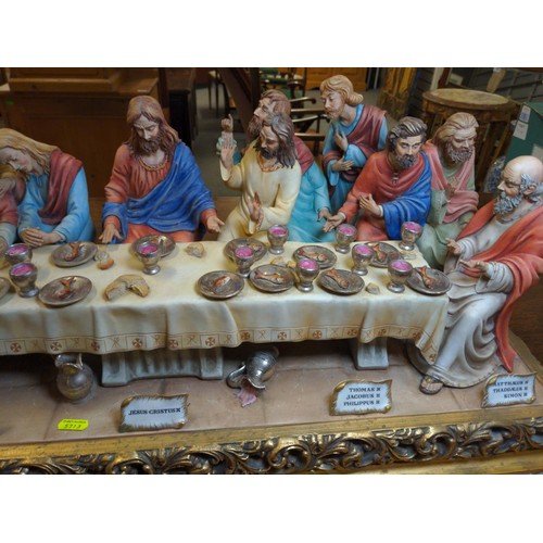 589 - Capodimonte The Last Supper figural group, L 86cm x D 40cm  x H 33 cm