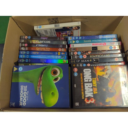 135 - Box of DVDs and DVD player