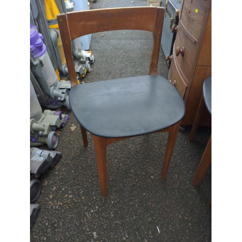 15 - 4 x mid century style dining chairs with black vinyl seats 