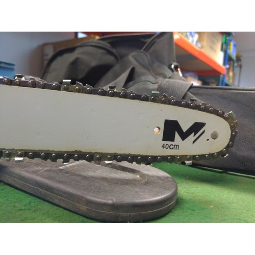 217 - MacAllister petrol chainsaw MCSWP40. Recently serviced and in full working order.