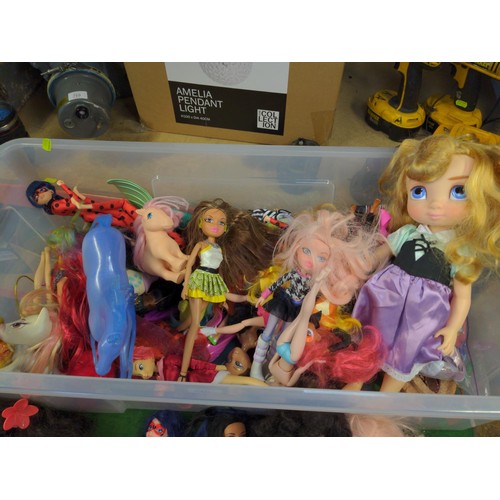 240 - Box of dolls including My Little Pony, Wonder Woman etc.