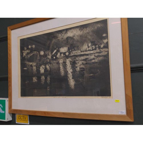 354 - Oliver West monoprint titled 'Dockyard Lights - Falmouth', artists proof signed in pencil lower righ... 