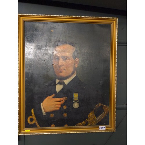 358A - Naval portrait, oil on canvas in gilt frame 56.5 x 67cm