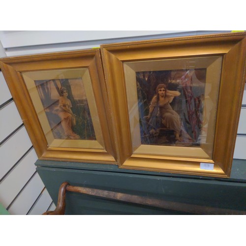 378 - Two Victorian reverse glass transfer crystoleum prints in gilt frames, 35 x 41cm