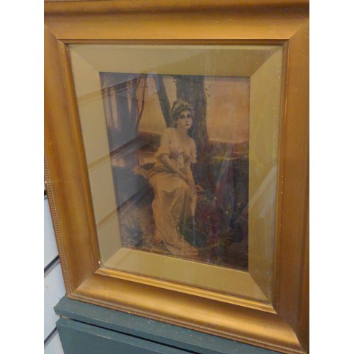 378 - Two Victorian reverse glass transfer crystoleum prints in gilt frames, 35 x 41cm