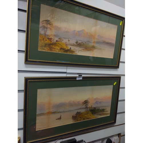 384 - E. L Herring (C19th) two watercolours of lakeside scenes, one signed and dated 1880 lower left, both... 