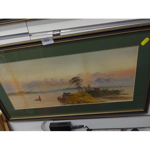 384 - E. L Herring (C19th) two watercolours of lakeside scenes, one signed and dated 1880 lower left, both... 