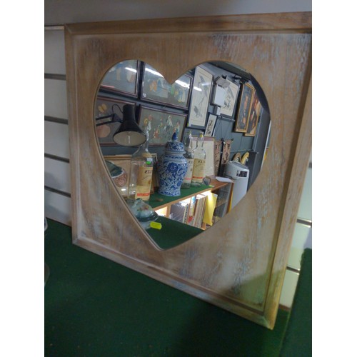 412 - Two modern mirrors, fish (59.5 x 39cm)and heart shaped (49 x 49cm)