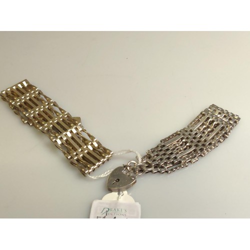 544 - Two hallmarked silver gate link bracelets with heart-shaped padlock clasps, gross weight 43.8 grams