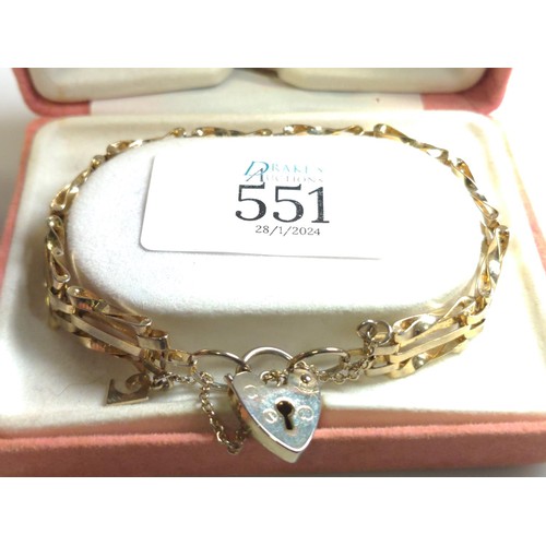 551 - Pierre Cardin gold plated gate link bracelet with heart-shaped padlock clasp, in original Pierre Car... 