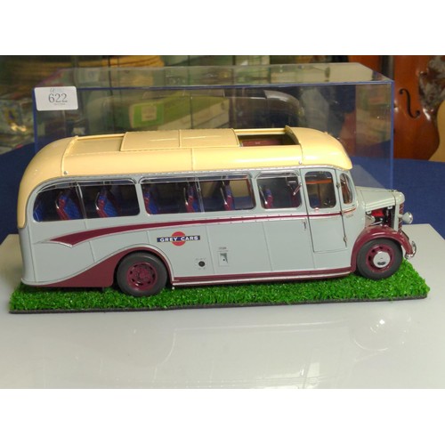 622 - Sun Star vintage style die cast bus, 31cm long, with perspex cover