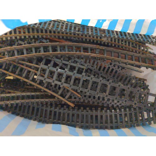 637 - Box containing a quantity of model railway rolling stock and track.