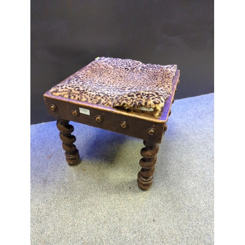 837 - Low stool on barley twist legs W44 x H39cm