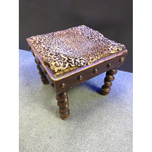 837 - Low stool on barley twist legs W44 x H39cm