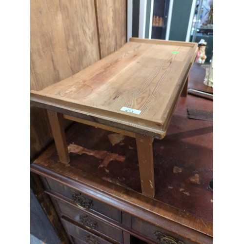 874 - Pine folding lap/bed tray/table. W60 D30 H24cm