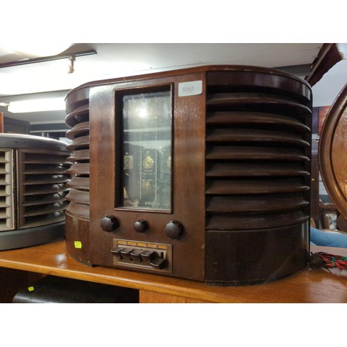 880 - Vintage Mahogany cased Valve radio G E C Cat no. b.c. 4750 W53 D22 H35 cm