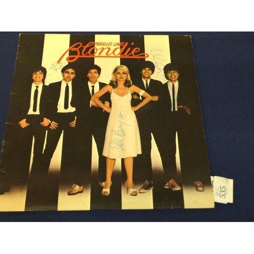 535 - Blondie, Parallel Lines, Vinyl LP album CDL 1192-B signed in biro to the front and back covers by al... 