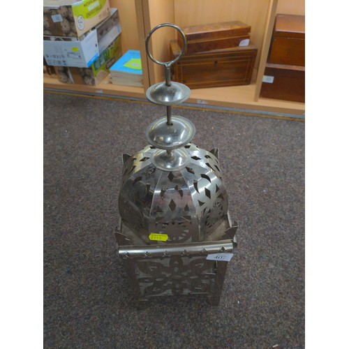 407 - Moroccan style metal candle lantern 51cm high