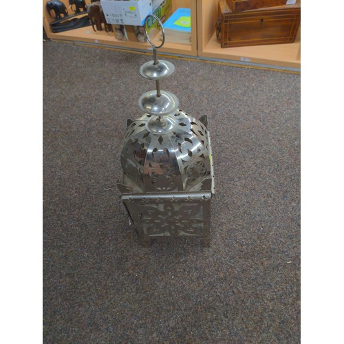 407 - Moroccan style metal candle lantern 51cm high