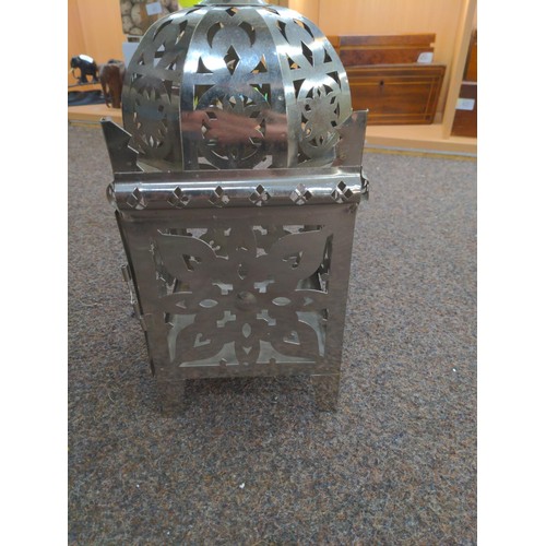 407 - Moroccan style metal candle lantern 51cm high