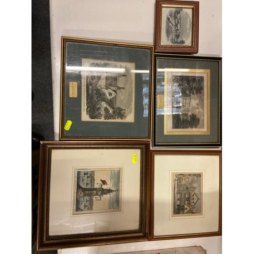 389 - Antiquarian framed prints x 16 and a few unframed.