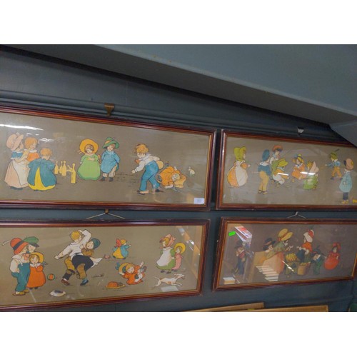 306 - Four framed vintage Cecil Aldin style childhood prints 73 x 30cm