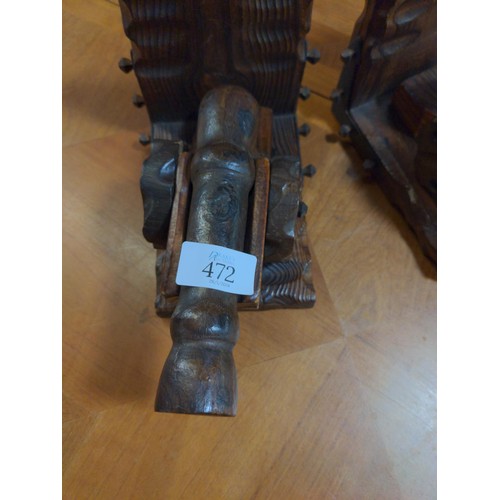 361 - Pair of wooden canon bookends.