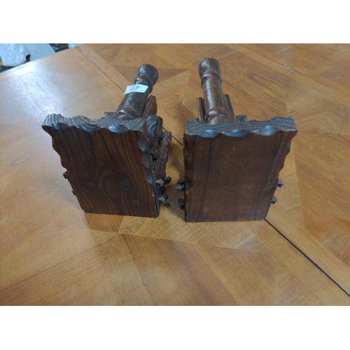 361 - Pair of wooden canon bookends.