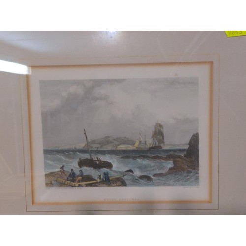 291 - Antiquarian print of Mount Edgcumbe, engraved by E.Finden, framed and glazed 33 x 28.5cm