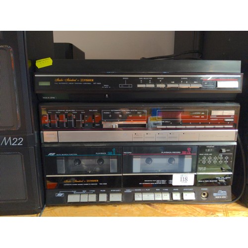 118 - Fisher Record deck/turntable MT-M22, a TAC-M22 radio cassette deck & 2 speakers