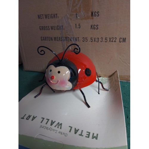 146 - 3 X  boxes of 12 Gem cute ladybird metal wall decorations 