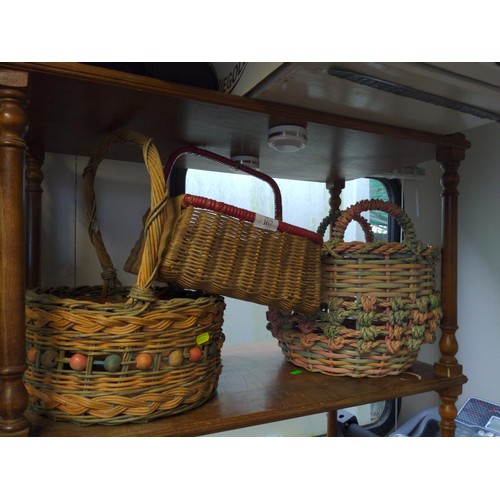 167 - 3 x small colourful wicker baskets