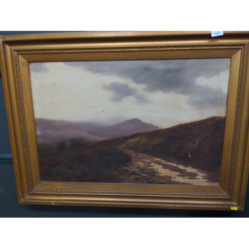 284 - Framed oil moorland landscape C.Forrester W93cm H68cm