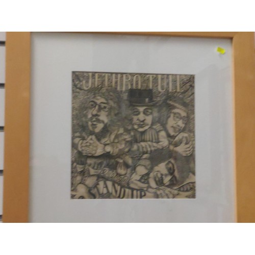 297 - Framed album cover print of Jethro Tull stand up in modern black frame 59 x 59cm 