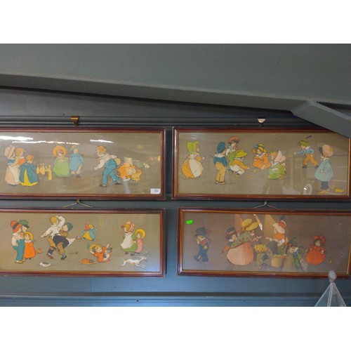 306 - Four framed vintage Cecil Aldin style childhood prints 73 x 30cm