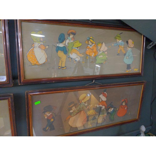 306 - Four framed vintage Cecil Aldin style childhood prints 73 x 30cm